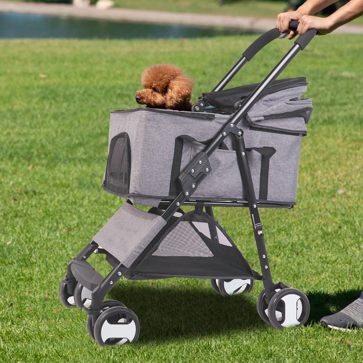 Volda® - Dog Stroller - Pram - Easily Foldable - Up to 30 kg - 4 Wheels - 50.5x77.8x99.5cm