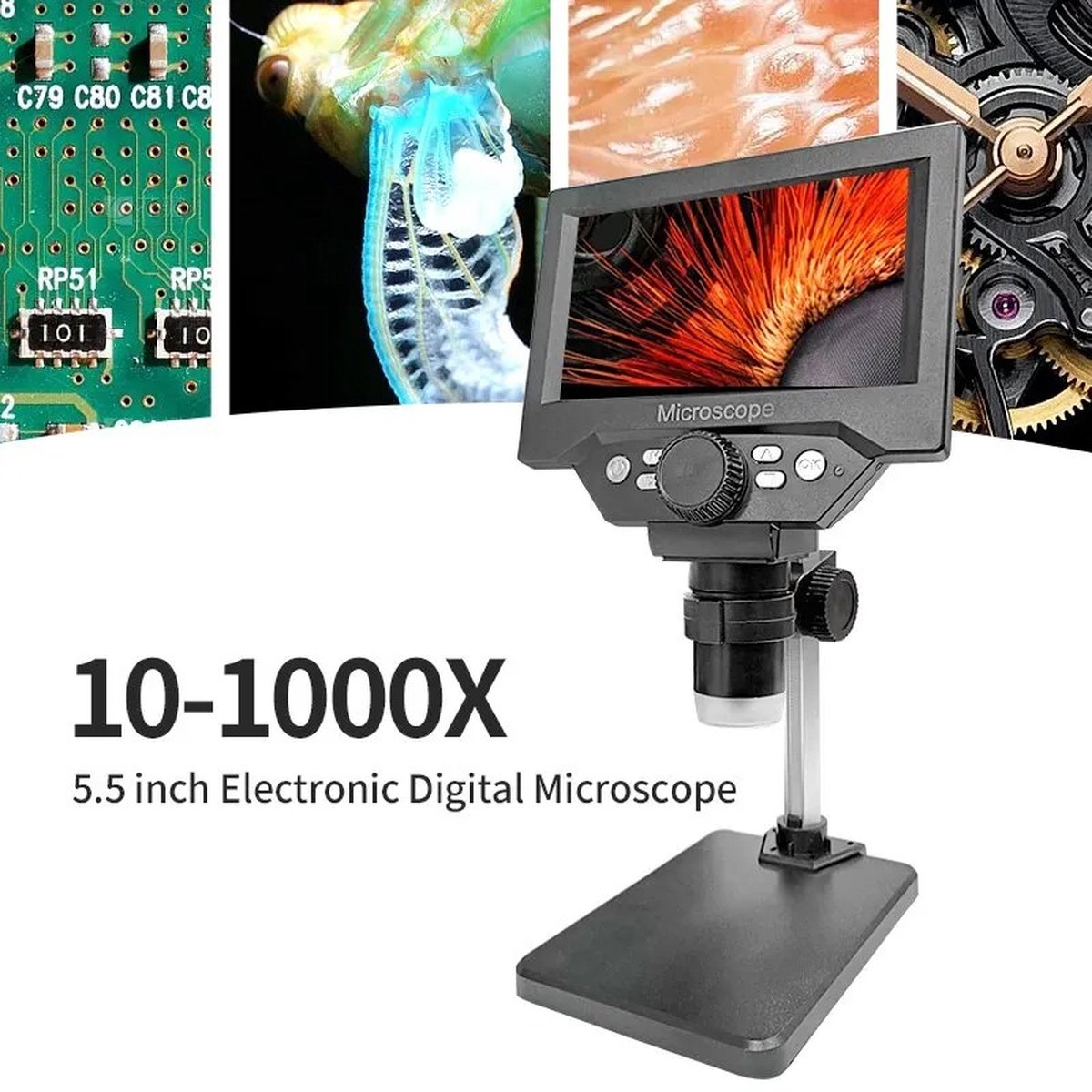 Digitale Microscoop - LCD scherm 5,5 Inch - 1080P - Full HD - 8 Ledlampen