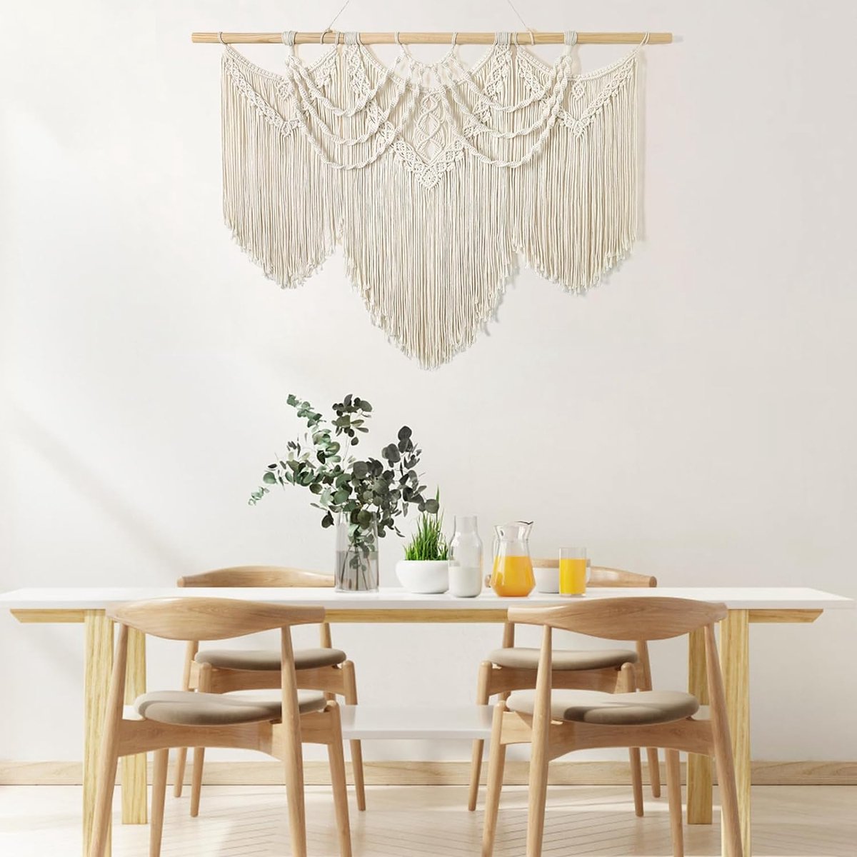 Grote macramé wandhanger, Boheems chic, geweven wandtapijt, boho, wanddecoratie, katoenen touw, wandtapijt, muurdecoratie, kunsthandwerk voor slaapkamer, woonkamer, woning, wandgordijn,