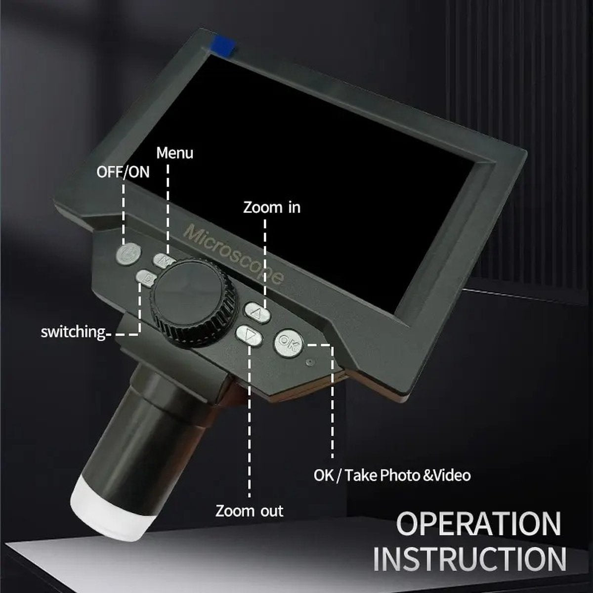 Digitale Microscoop - LCD scherm 5,5 Inch - 1080P - Full HD - 8 Ledlampen