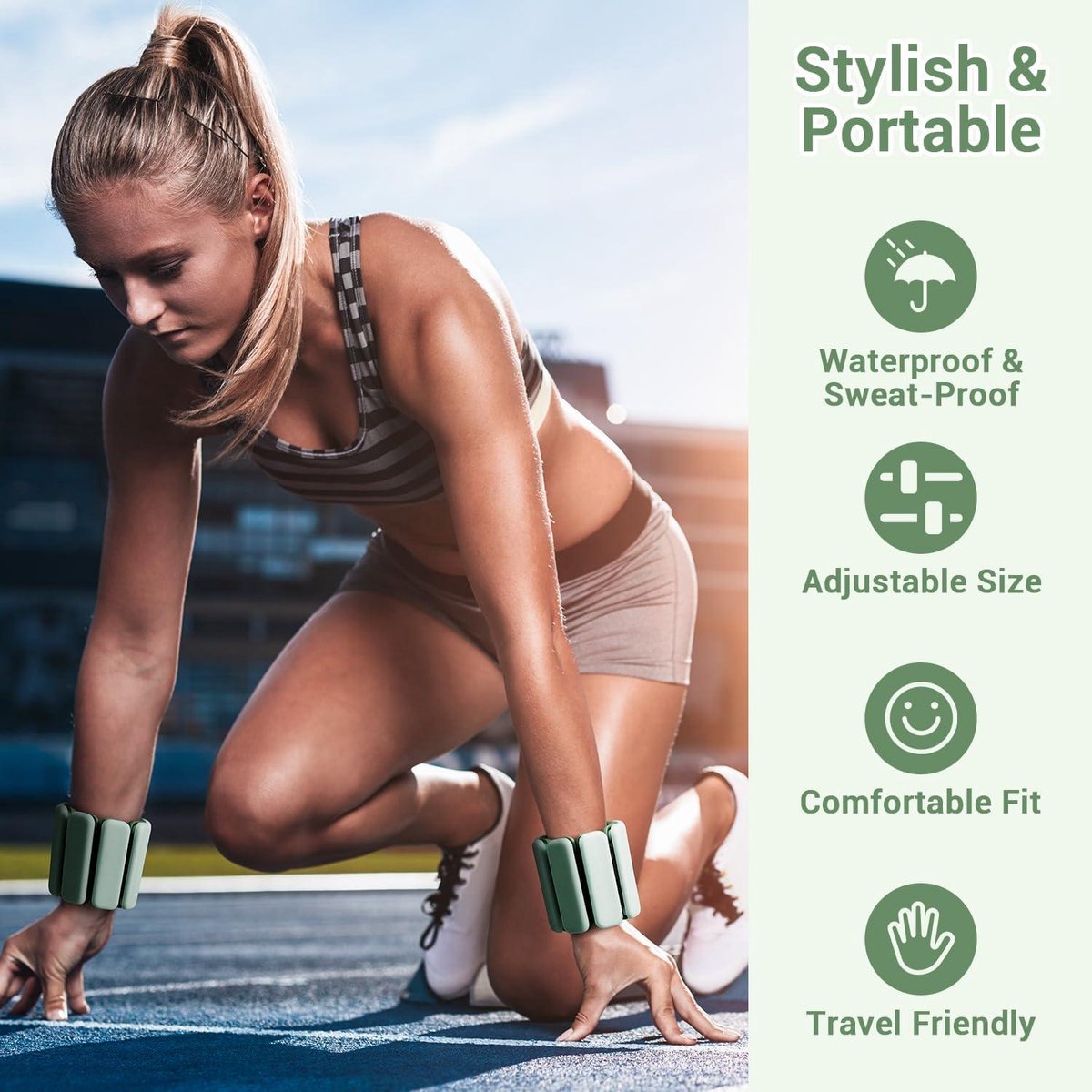 Portable weight cuffs - set of 2 (0.5 kg and 1 kg) - for men and women - ankle weights for yoga and aerobics. Gewichtsmanschetten