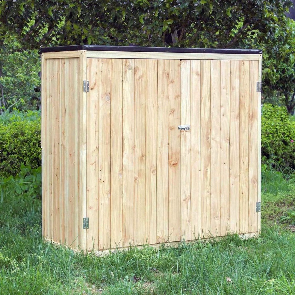 Tuinkast Hout - Tuinkist - Tuinkasten voor Buiten - Tuinberging - 140x60x130cm - Lichtbruin met Zwart