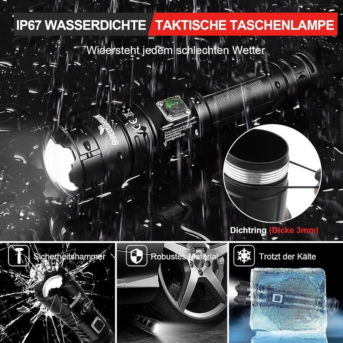 Zaklamp Extreem Helder 12.000 Lumen USB-Oplaadbaar Tactische Zaklamp IP67 Waterdicht 5 Lichtmodi Zoombaar voor Kamperen Wandelen Noodgevallen 21700 Batterij met XHP70.2 Led