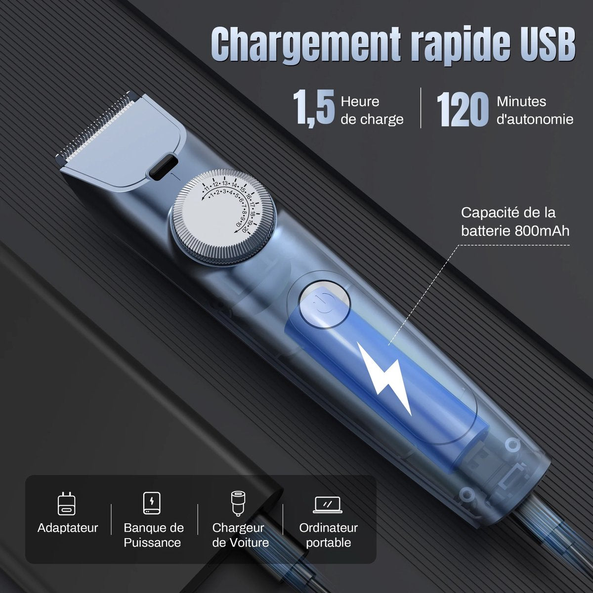 Tondeuse - Waterdicht - Professionele Snoerloze Tondeuse - Elektrische Haartrimmer - Kapperstrimmer - Mannen - Blauw