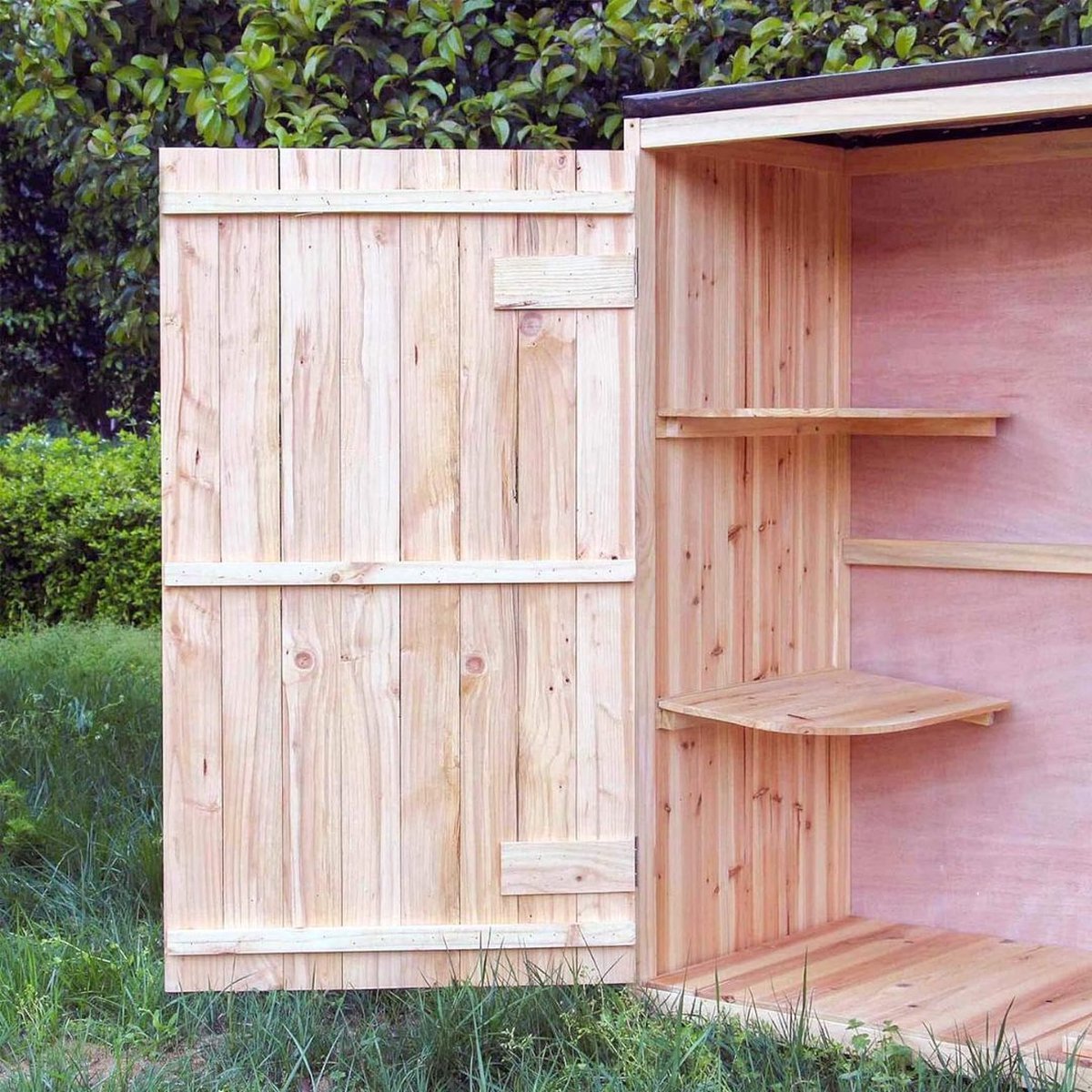 Tuinkast Hout - Tuinkist - Tuinkasten voor Buiten - Tuinberging - 140x60x130cm - Lichtbruin met Zwart