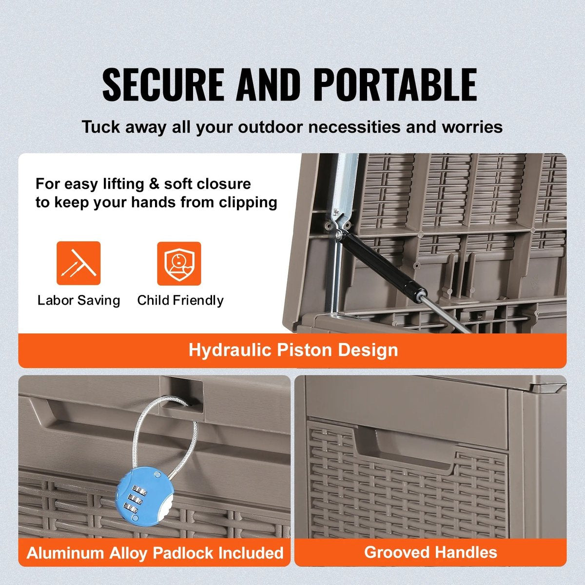 Storage box Cushions - Storage box with lid - Outdoor - Waterproof - Padlock - Storage box - Garden cushion box - Storage basket - 550L - 143x67.5x60.5cm - Garden set