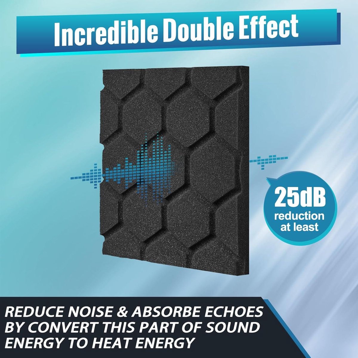 24 geluidsabsorberende akoestische panelen - 30x30x25cm - geluidsisolatiemat voor podcaststudio en gaming - zwarte akoestische panelen