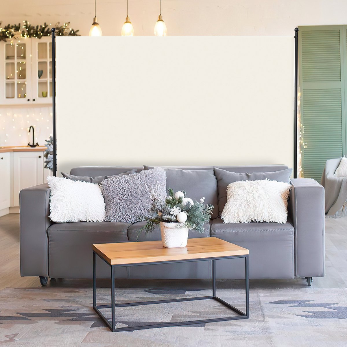 Room divider on wheels with 1 panel - 187 x 181 cm - Room divider Garden Spanish Wall Divider Beige