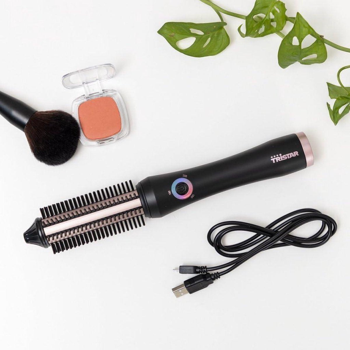 Wireless Hair Dryer Brush - Black/Pink - For Curly Hair
