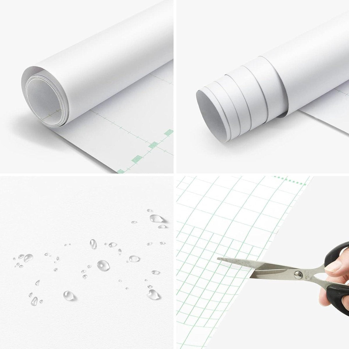 Self-adhesive film white 61 x 500 cm waterproof vinyl - for furniture, kitchen, wall, dresser, cupboard, table - furniture film
