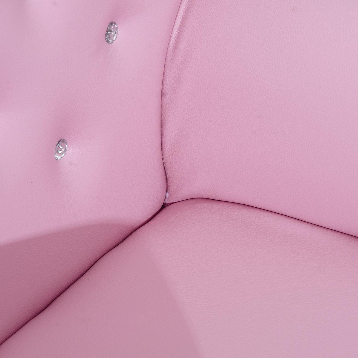 Children's sofa with crystal buttons and ottoman pink