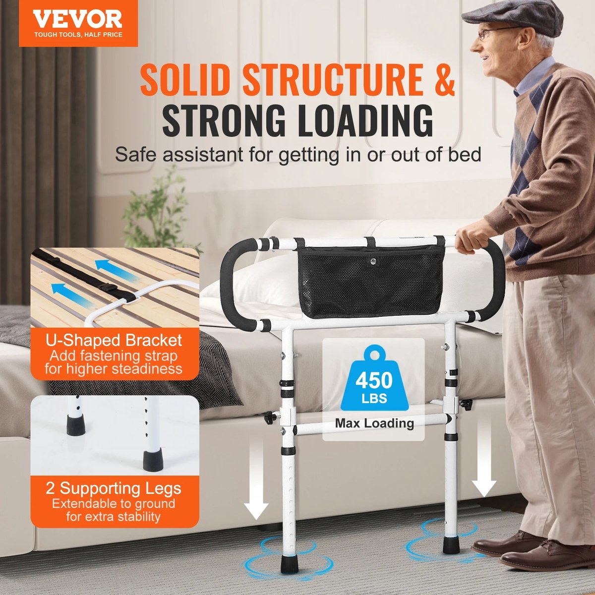 Bedrail - Bed Hek - Bed Rail - Met Verstelbaar Handvat - Voor Ouderen