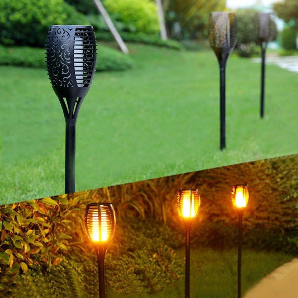 Solar Torch Garden Lights Lantern Solar Energy Outdoor Lighting Garden Torches 96 LED Outdoor Garden Lamp Set of 4 with free LED ground spot