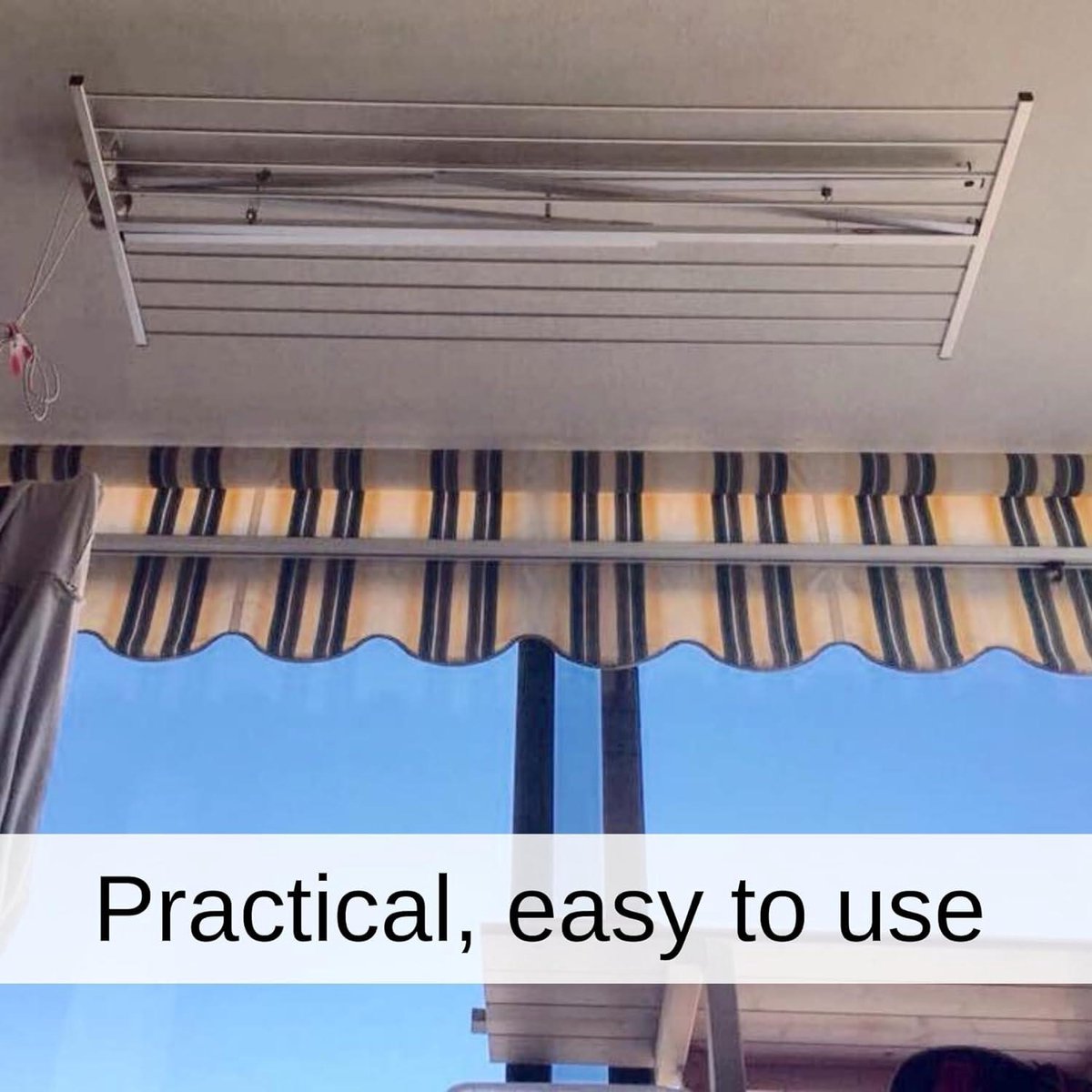 Space-saving foldable clothes drying rack for ceiling mounting - Grey 150 - Mini wall-mounted drying rack