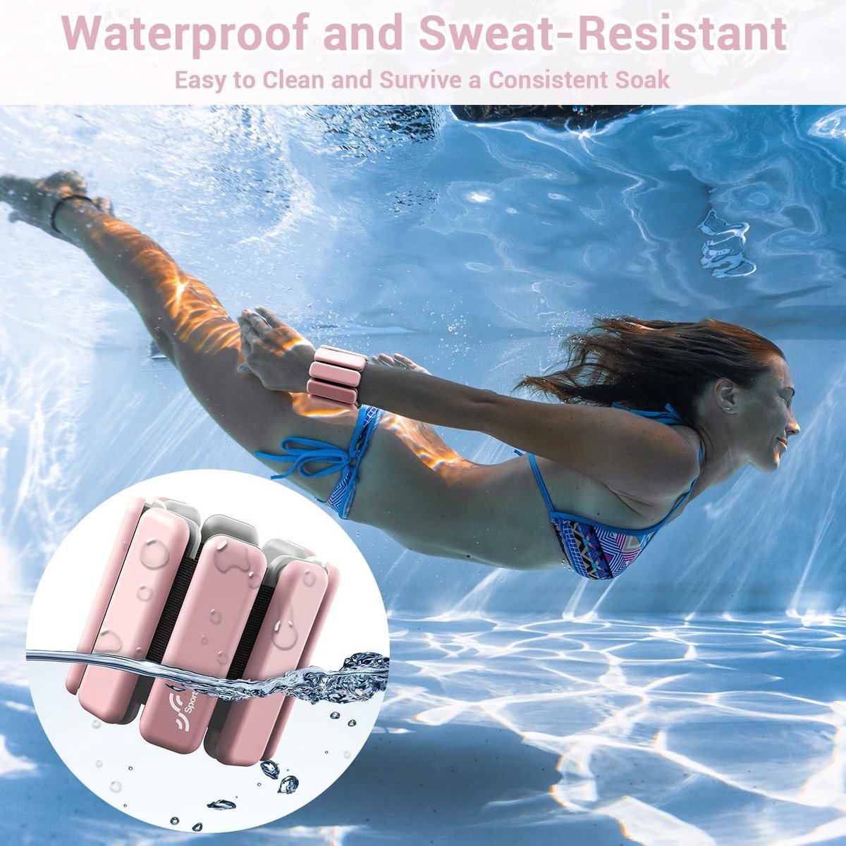 Portable gewichtsmanchetten - 1 kg en 1,5 kg - voor dames en heren, enkelgewichtset voor yoga dans aerobic hardlopen wandelen roze Weight cuffs