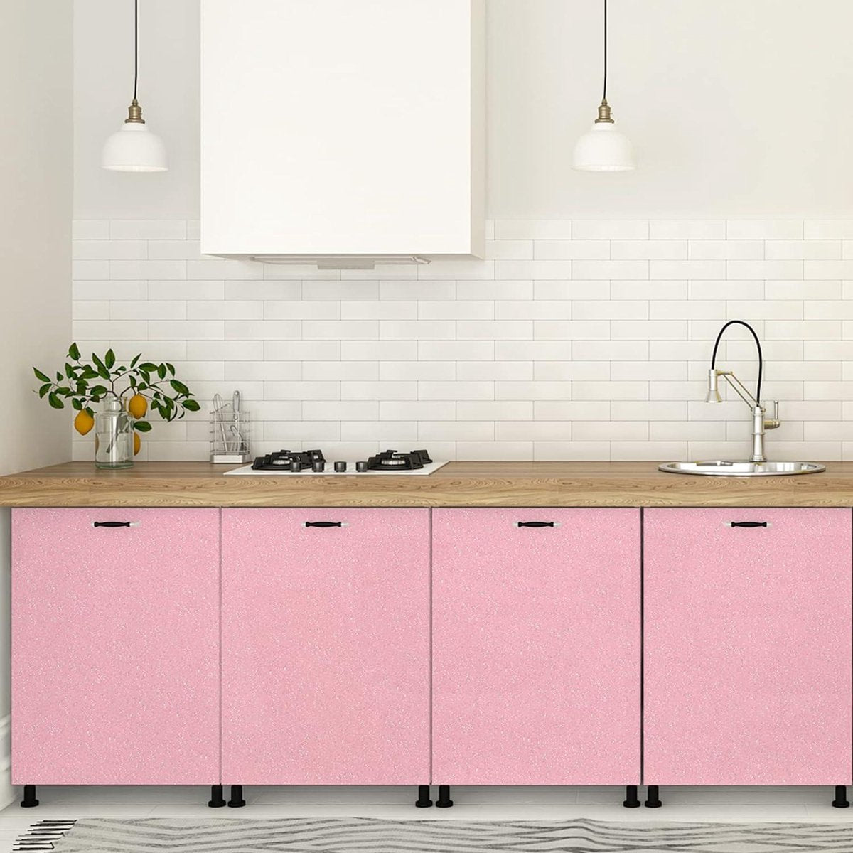 Roze glitter plakfolie 60 cm x 5 m - Meubelfolie hoogglans - Zelfklevende folie - Waterdicht vinyl - DIY decoratieve folie