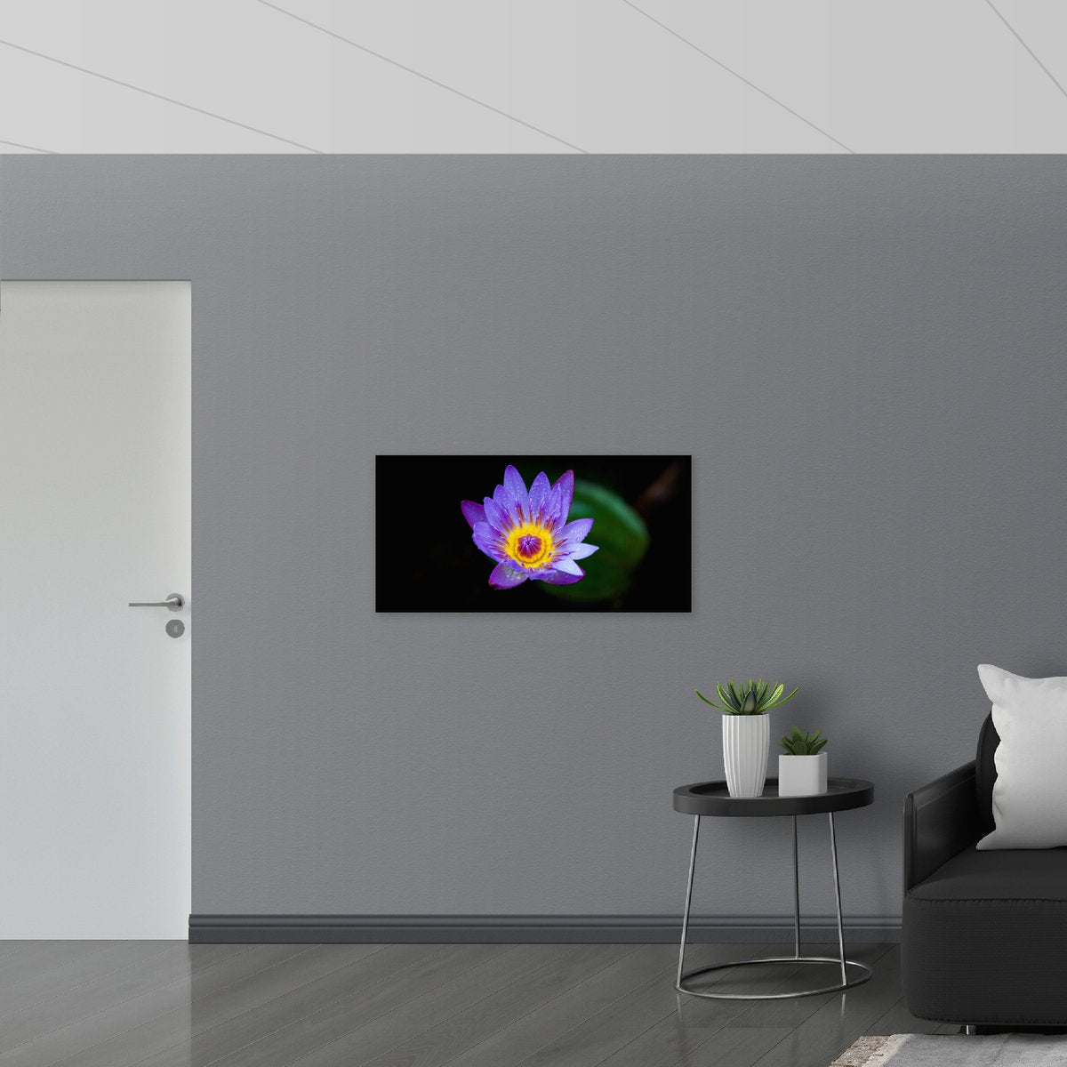 Acrylglas - Bloem - Paars - Druppels - Bladeren - Natuur - 100x50 cm Foto op Acrylglas (Wanddecoratie op Acrylaat)