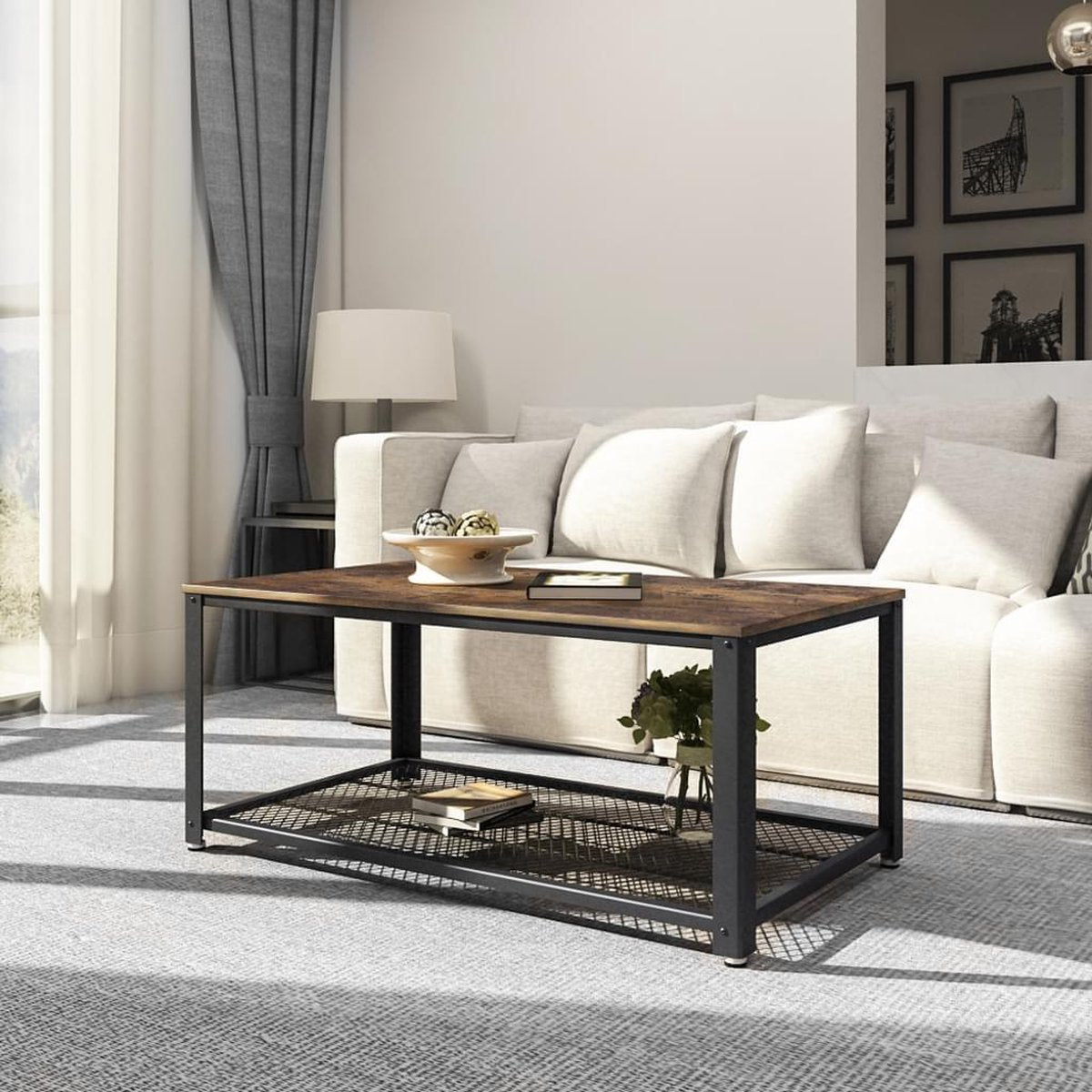 Vasagle Salontafel - Vintage Tafel - 106,2 x 45 x 60,2 CM - Bijzettafel Woonkamer