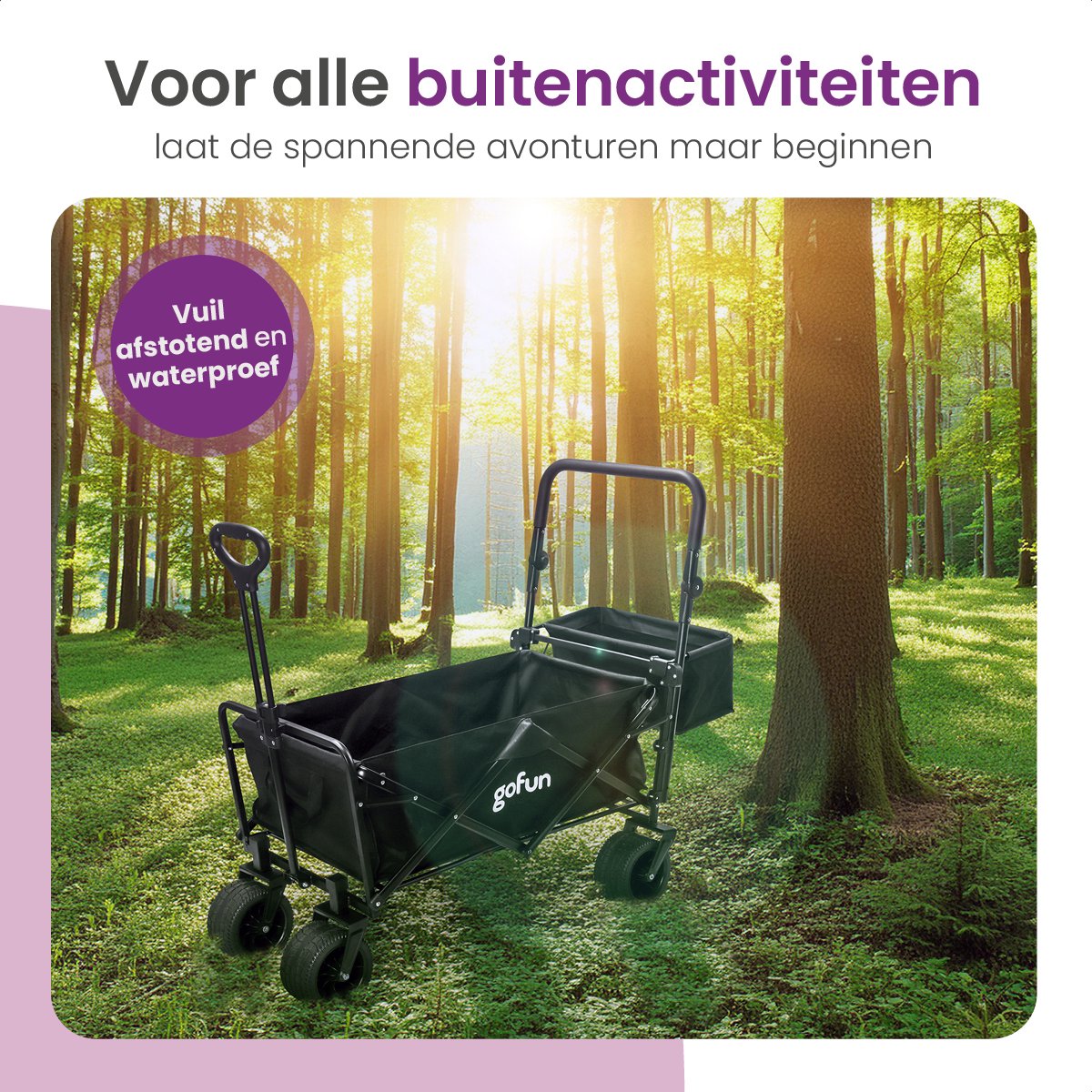 Gofun Opvouwbare bolderkar - 150 kg draagvermogen - 360° draaibare wielen - Bolderwagen met duwstang - 83 x 44 x 26 cm - Zwart