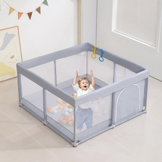 Babybox, Box voor Baby's, Boxen voor Baby's, Grote Box voor Peuters, Recreatieruimte, Stevige Veilige Babybox, Box voor Baby's (120x120cm, Grijs)