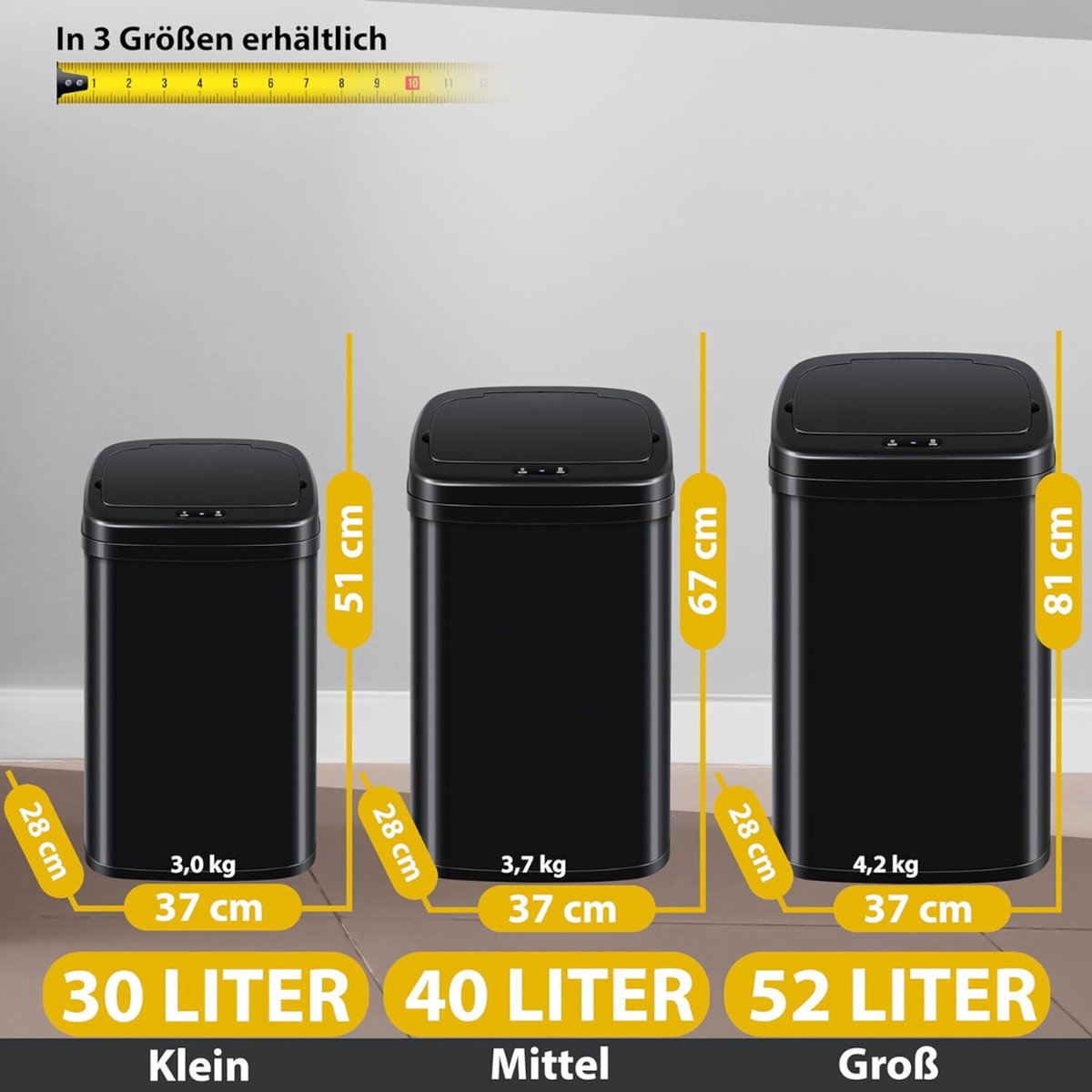 Sensor Bin - Automatic Rubbish Bin - Sensor Waste Bin - for Kitchen, Office, Home - Infrared - Premium