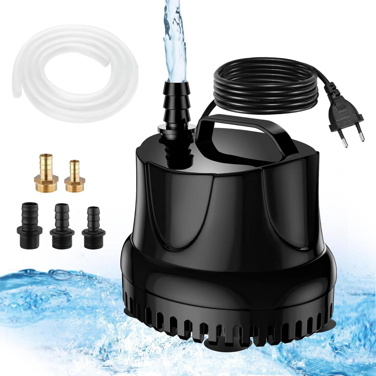 Mini submersible water pump 25W 1500L/h - fountain pool garden water fish tank aquarium - black
