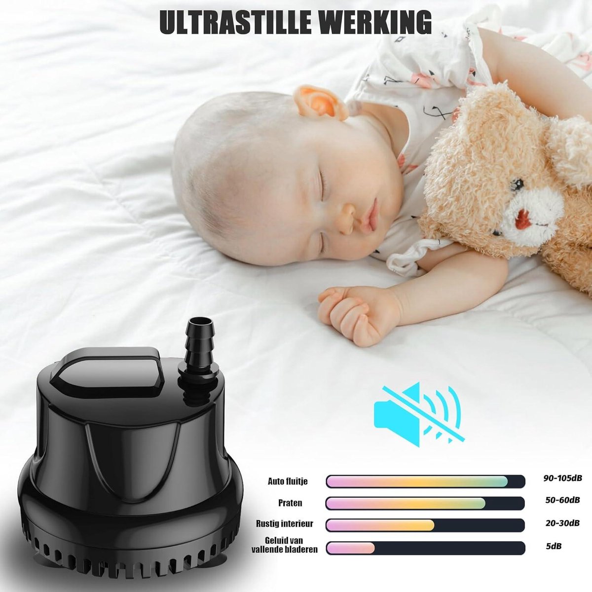 Mini submersible water pump 25W 1500L/h - fountain pool garden water fish tank aquarium - black