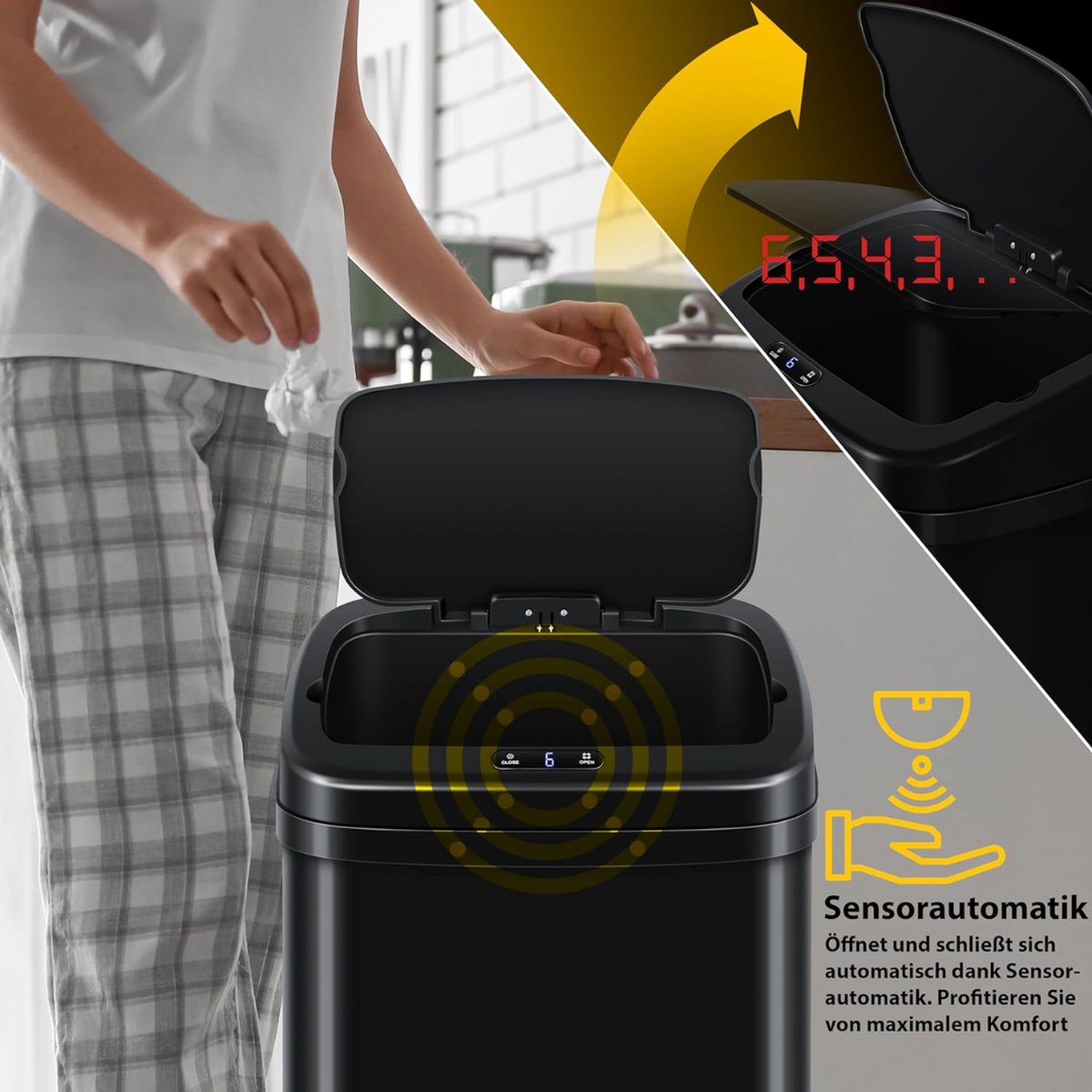 Sensor Bin - Automatic Rubbish Bin - Sensor Waste Bin - for Kitchen, Office, Home - Infrared - Premium