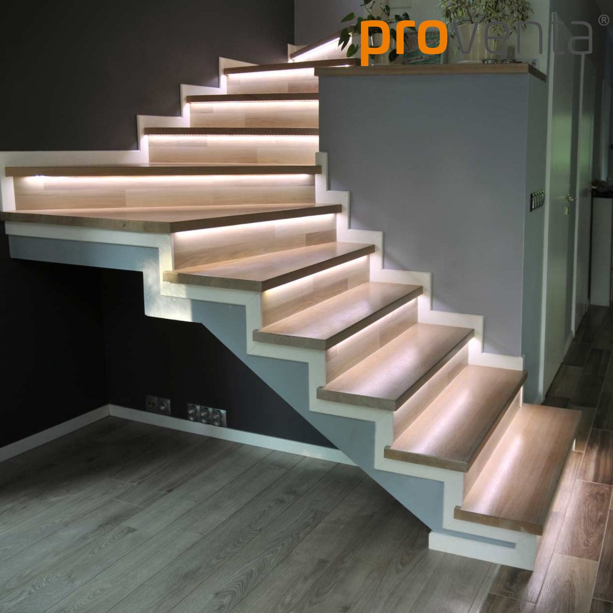 LED Stair lighting set with motion sensor - 15 x LED strip 80 cm - Cool white light