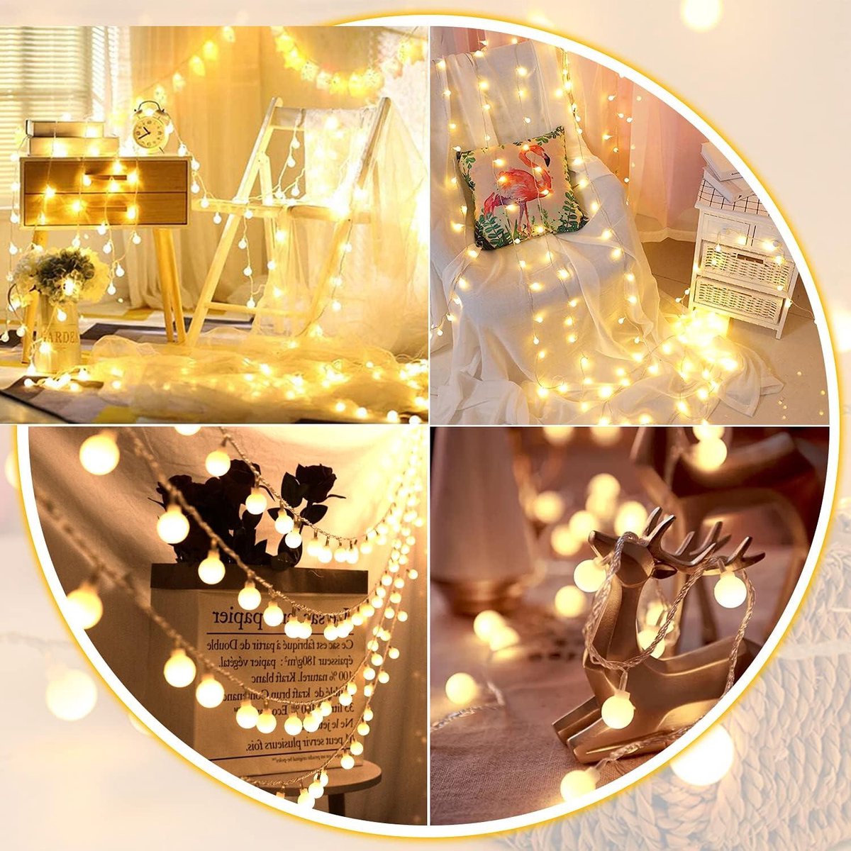 Kerstverlichting Led-lichtsnoer buiten batterij 105 m 100 leds lichtketting binnen buiten afstandsbediening 8 modi waterdicht Kerstverlichting bruiloft Kerstmis balkon