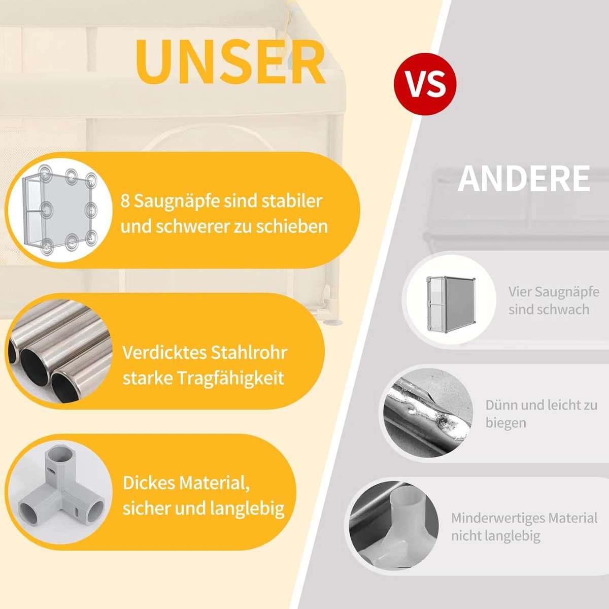 Babybox, Box voor Baby's, Boxen voor Baby's, Grote Box voor Peuters, Recreatieruimte, Stevige Veilige Babybox, Box voor Baby's (120x120cm, Grijs)