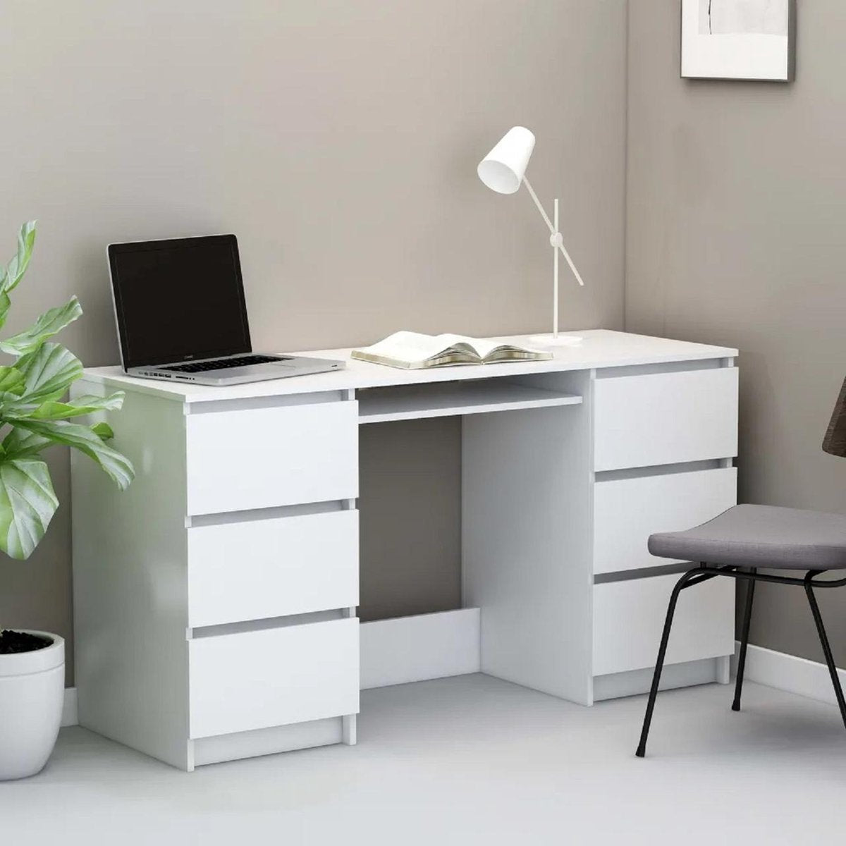 Desk - Writing table - White - 140x50x77 cm
