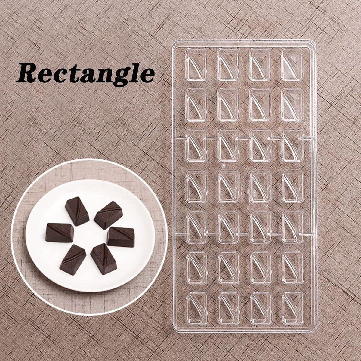 2 stuks polycarbonaat chocoladerepen vorm bonbons vorm polycarbonaat set halve bal chocolade vorm rechthoekige chocolade vorm voor chocolade, ijsblokjes, snoep, bruidstaart