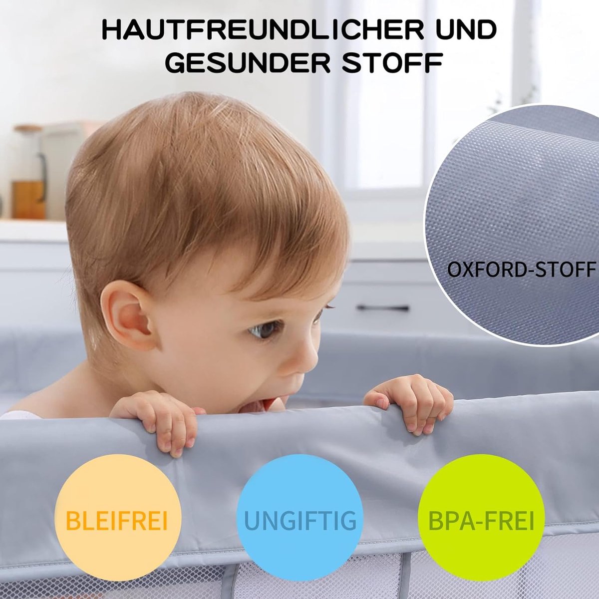 Babybox, Box voor Baby's, Boxen voor Baby's, Grote Box voor Peuters, Recreatieruimte, Stevige Veilige Babybox, Box voor Baby's (120x120cm, Grijs)