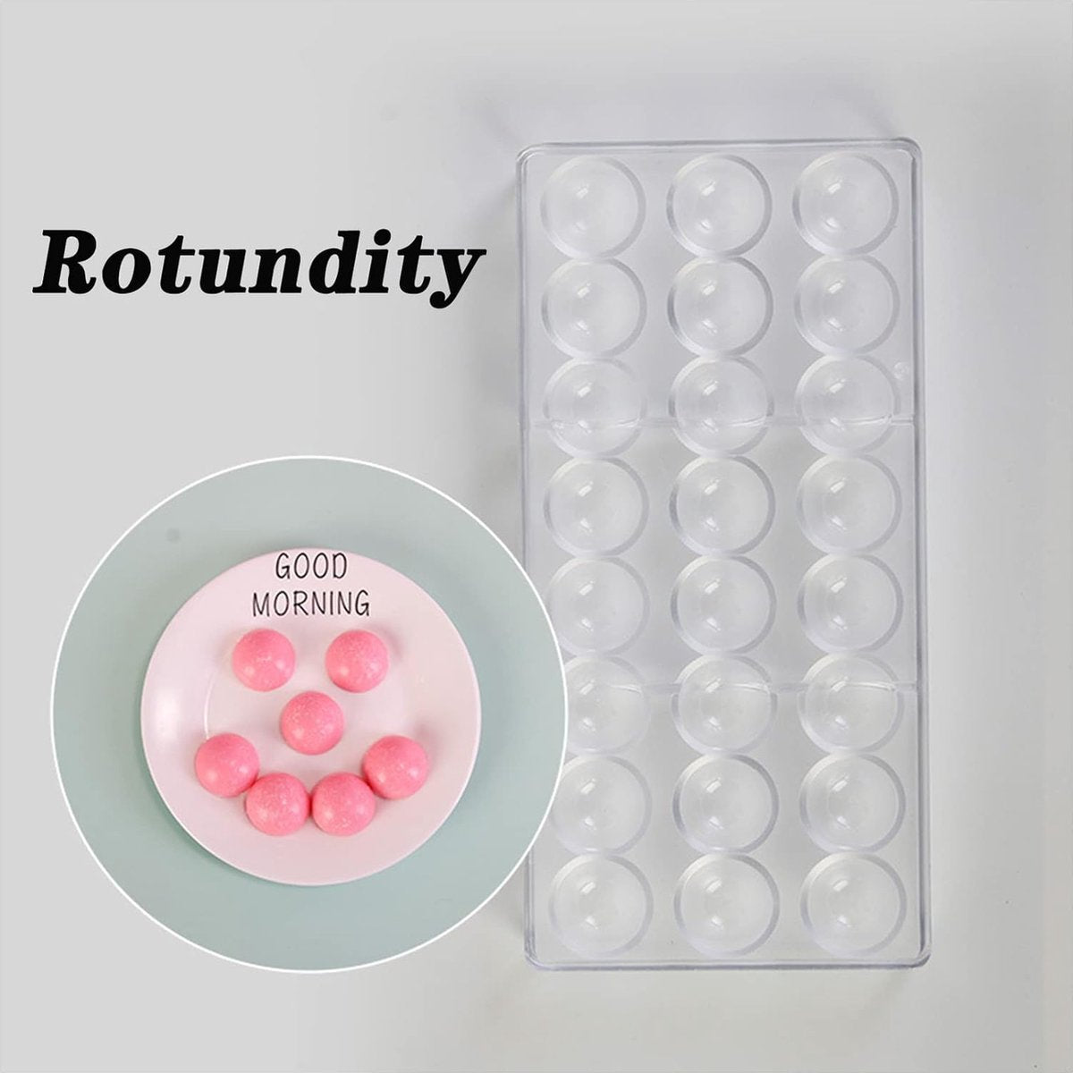 2 stuks polycarbonaat chocoladerepen vorm bonbons vorm polycarbonaat set halve bal chocolade vorm rechthoekige chocolade vorm voor chocolade, ijsblokjes, snoep, bruidstaart