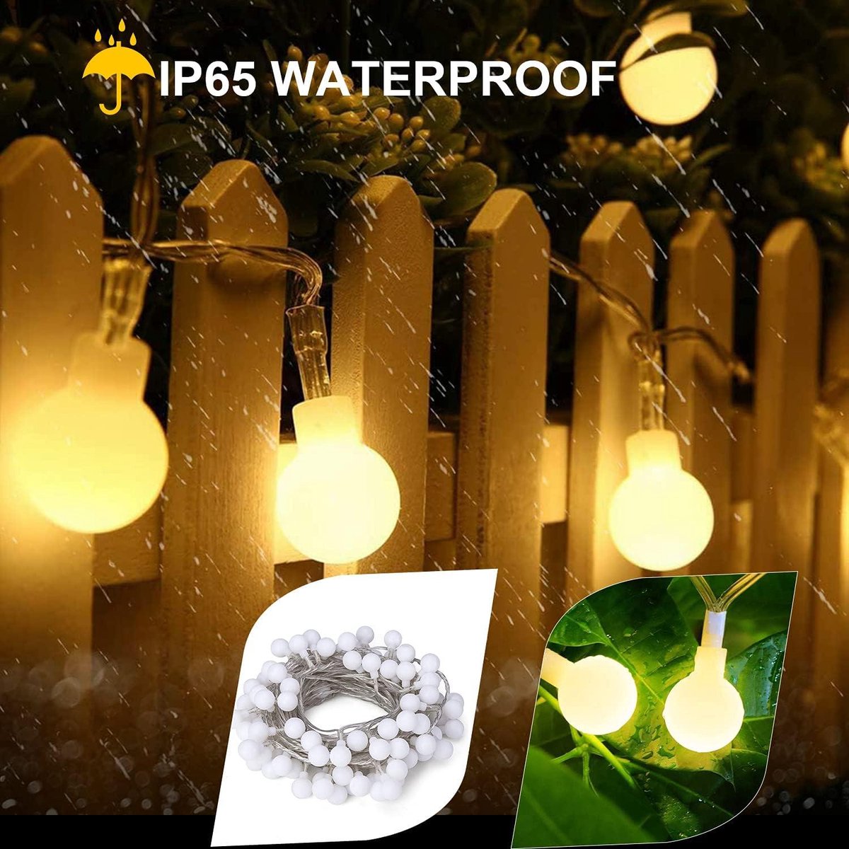 Kerstverlichting Led-lichtsnoer buiten batterij 105 m 100 leds lichtketting binnen buiten afstandsbediening 8 modi waterdicht Kerstverlichting bruiloft Kerstmis balkon