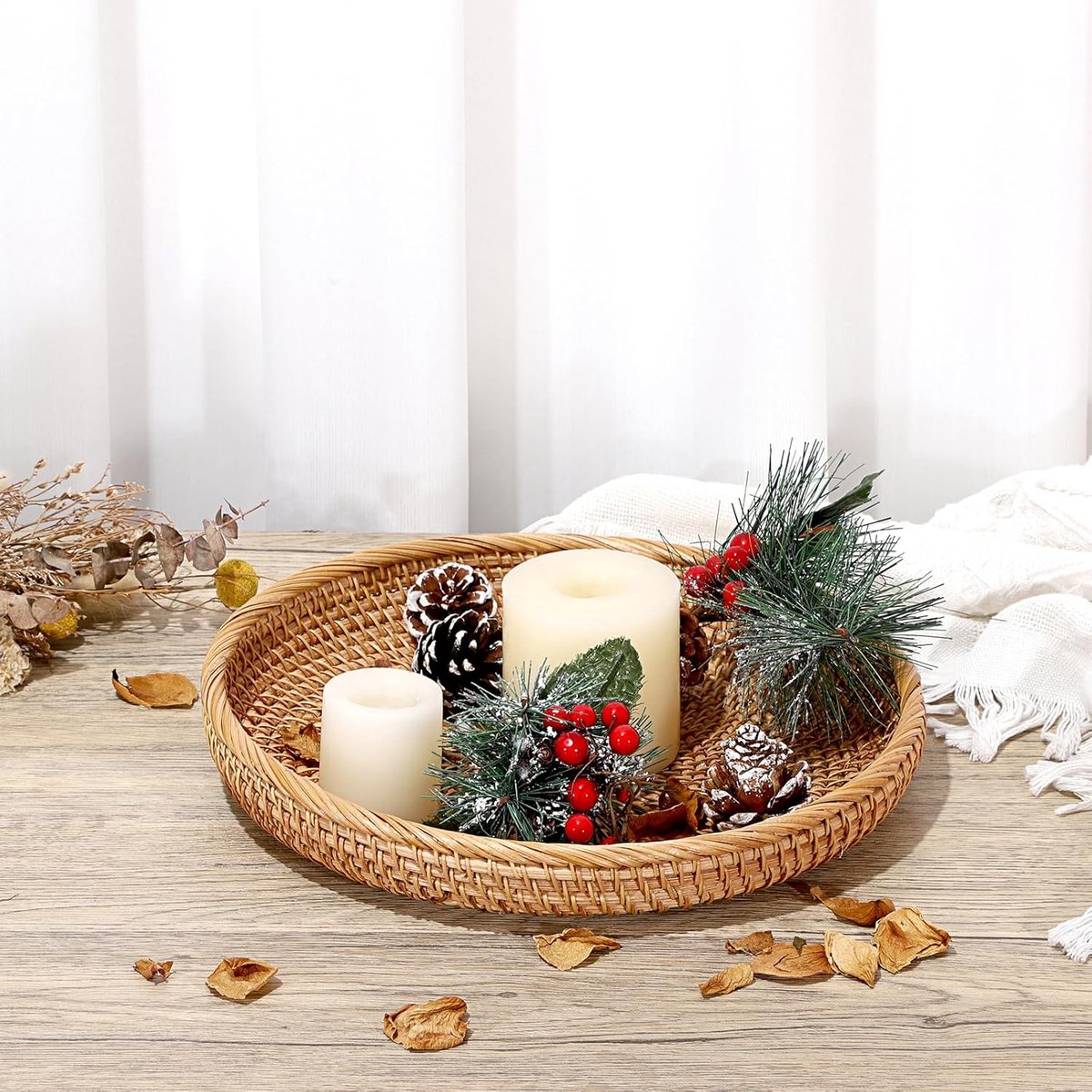 Handmade Wicker Storage Basket for Fruit and Decorative Purposes (30 cm)