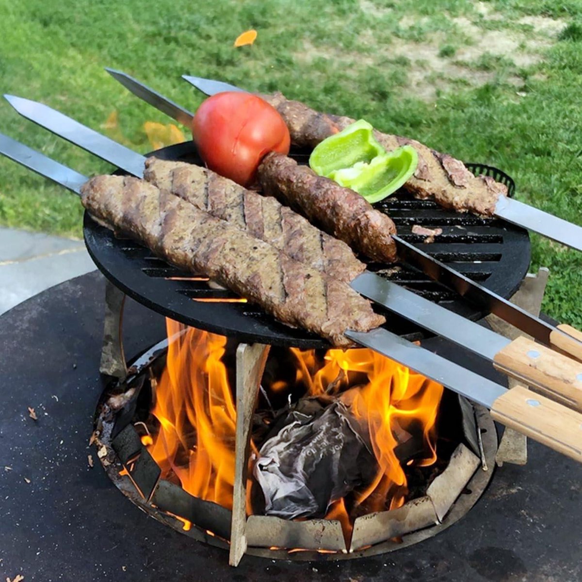 Adana spiesen kabobs shish kebab - grillen metalen roestvrijstalen BBQ spiesen - kebab spiesen brede set zak (60cm lang 2,5cm breed)