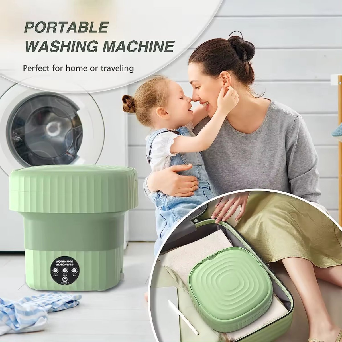 Mini Wasmachine - Compact - Energiezuinig - Opvouwbaar - 8L - Droogrek - Ideaal voor Studenten & Camping met Droogrek
