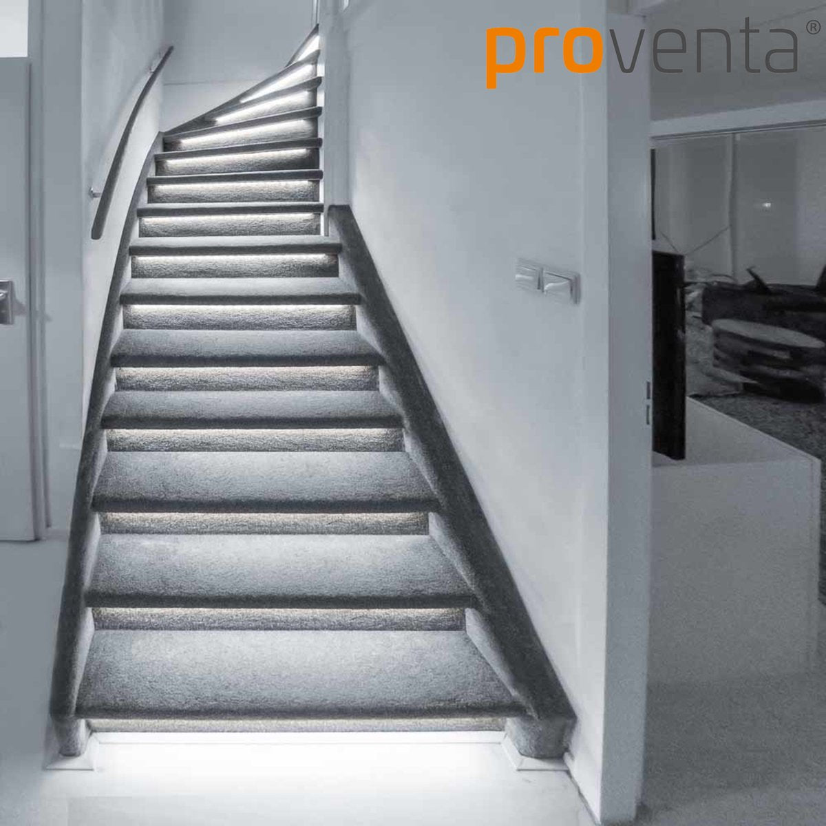 LED Stair lighting set with motion sensor - 15 x LED strip 80 cm - Cool white light