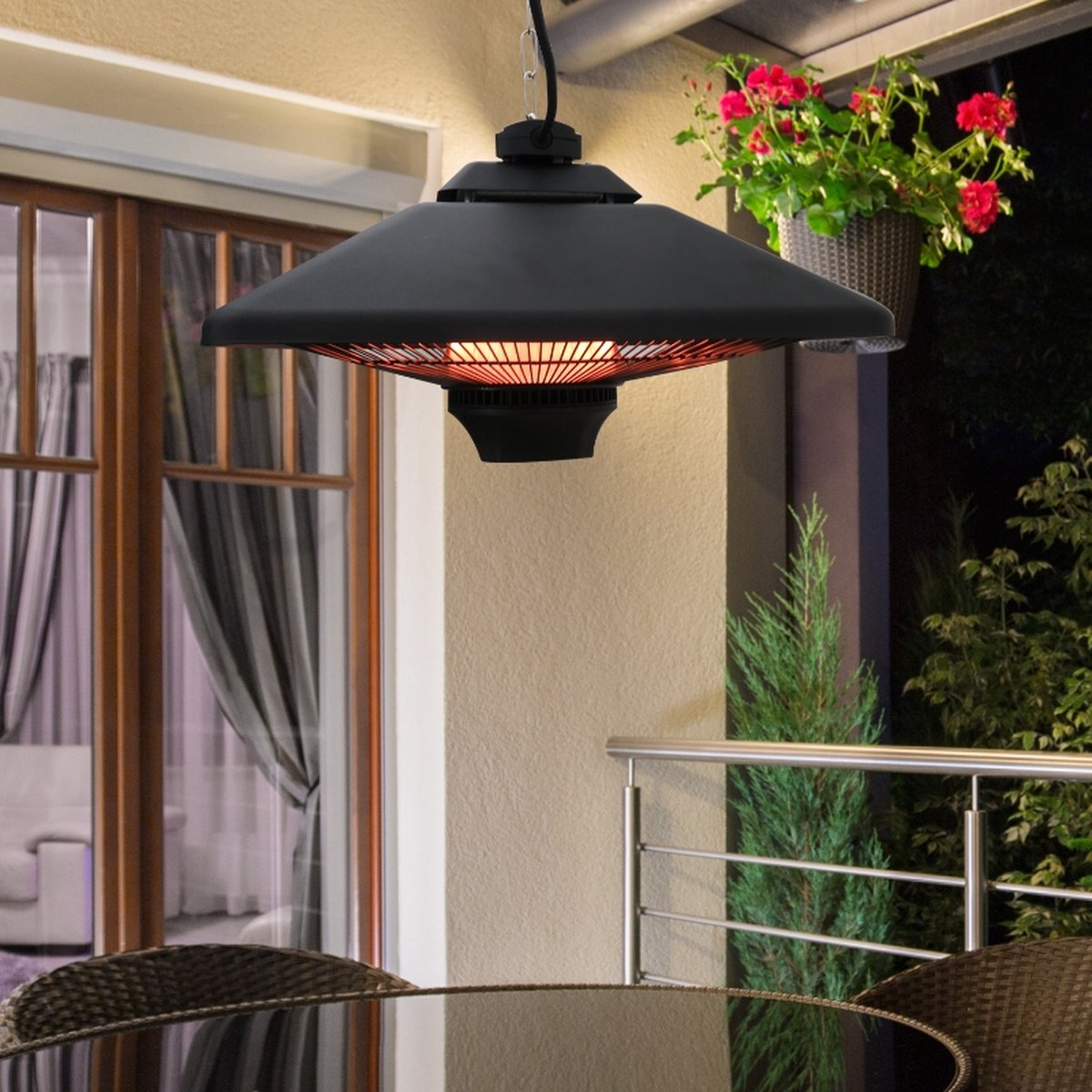 Terrasverwarmer met afstandsbediening - Heater - Terrasheater - 2000 Watt - Zwart