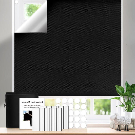 Portable blackout blind 300x145cm - Custom cut - Blackout material - Rod on window - Blackout curtains for bedroom - Nursery - Loft - Travel - Camper - Car blackout blind suction cups