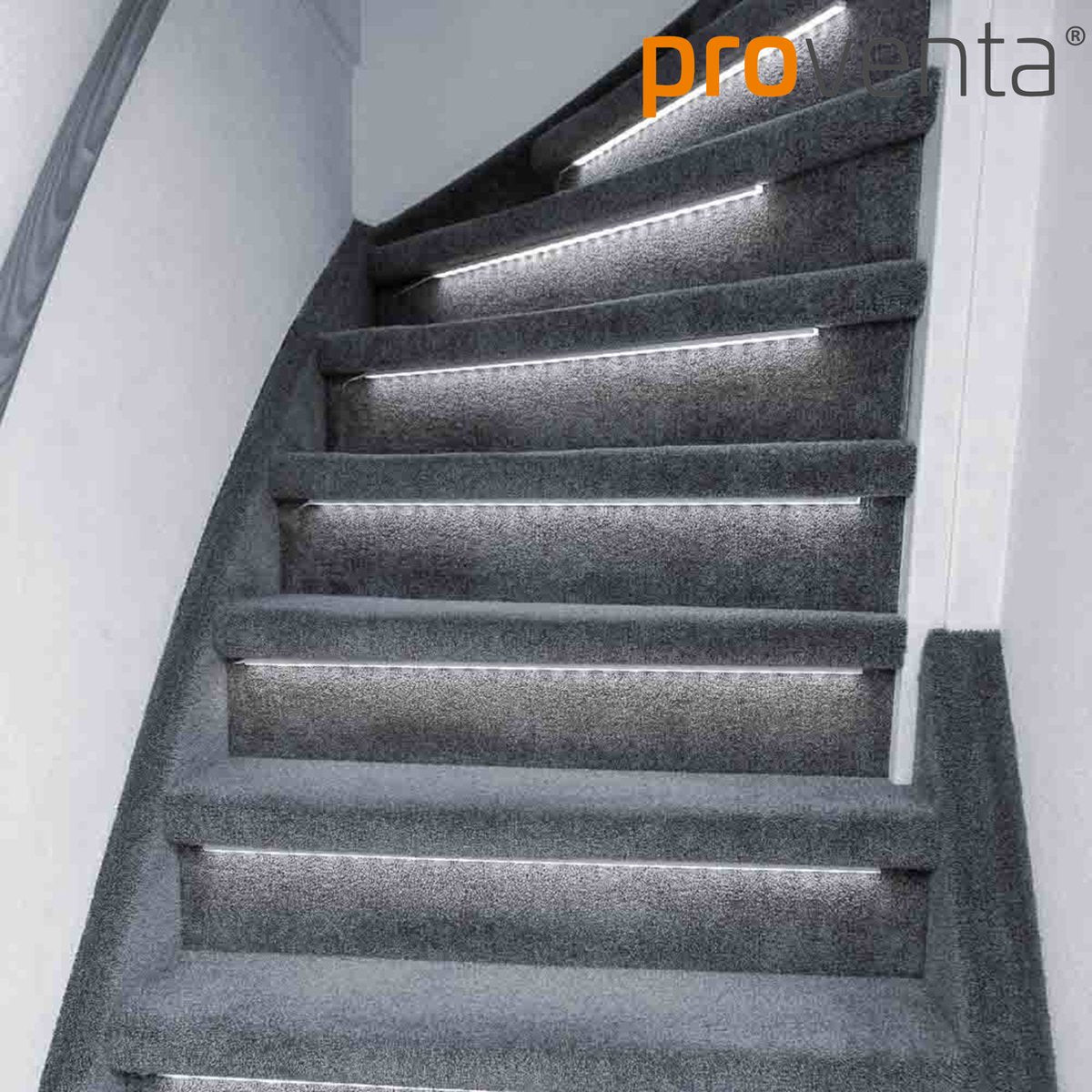 LED Stair lighting set with motion sensor - 15 x LED strip 80 cm - Cool white light