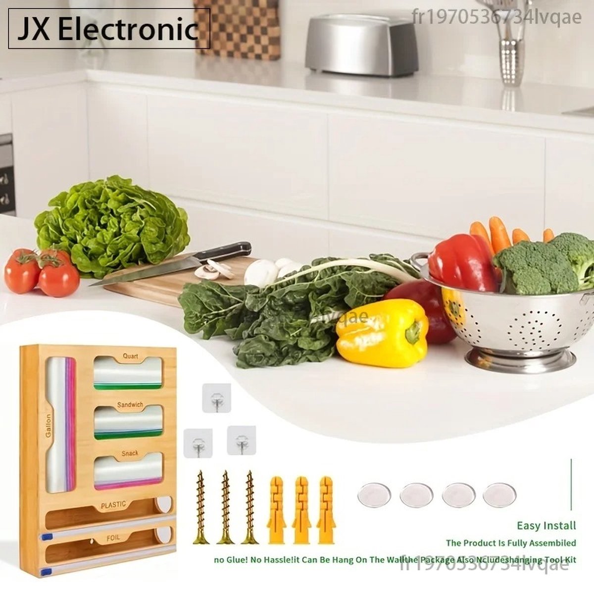 MartiCo® Keuken Organizer - 100% Bamboe - Ruimtebesparend - Folie en Vershoudfolie - Ophangbaar