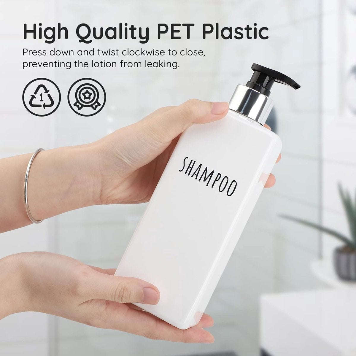 Soap Dispenser, 3 Pcs 500ml Soap Dispenser Set with Labels for Shampoo, Conditioner, Body Wash, Shampoo Bottles to Fill for Kitchen and Bathroom, White.