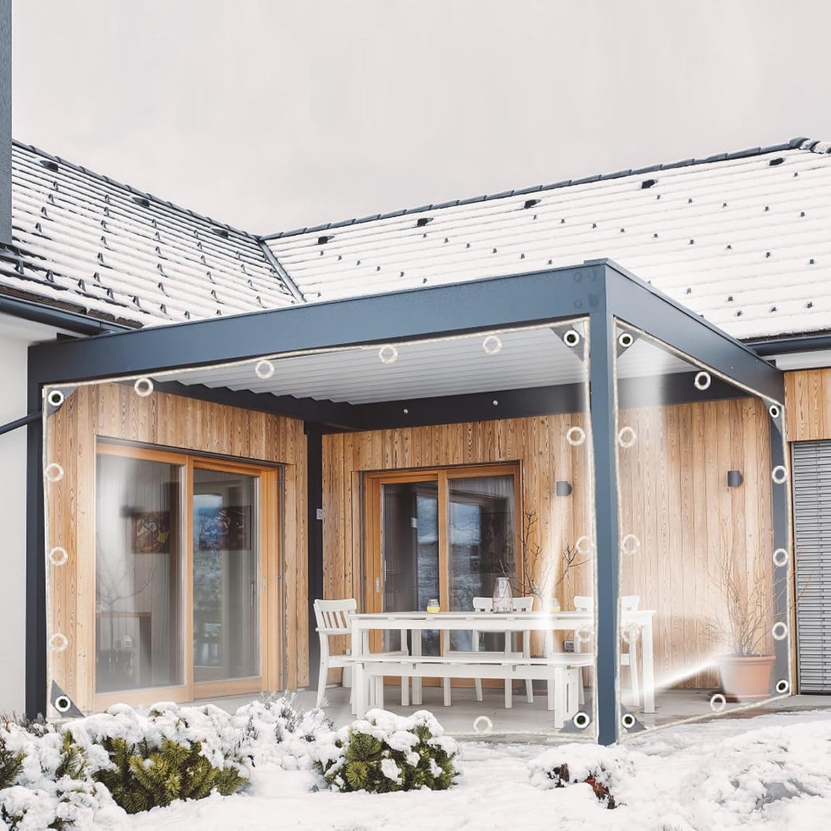 Transparent tarpaulin 2.4 x 3 m with rings 0.3 mm PVC waterproof rain cover Tarpaulin, arbor balcony, dog kennel roof, 2024