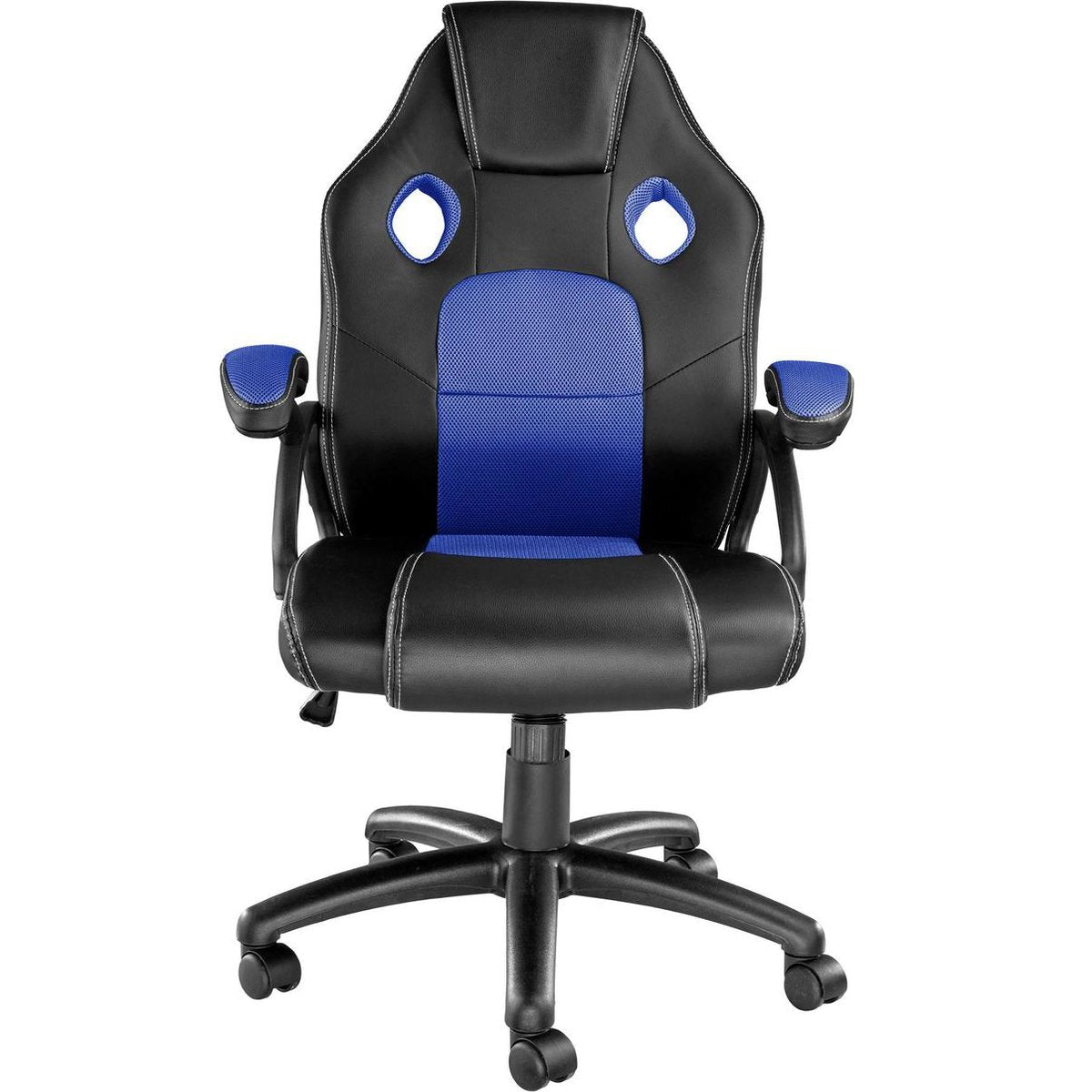tectake® Bureaustoel Racing - Gamingstoel met Kantelfunctie, Directiestoel, Draaistoel met Wielen - In Hoogte Verstelbare Ergonomische Bureaustoel - PC-Stoel - Zwart/Blauw