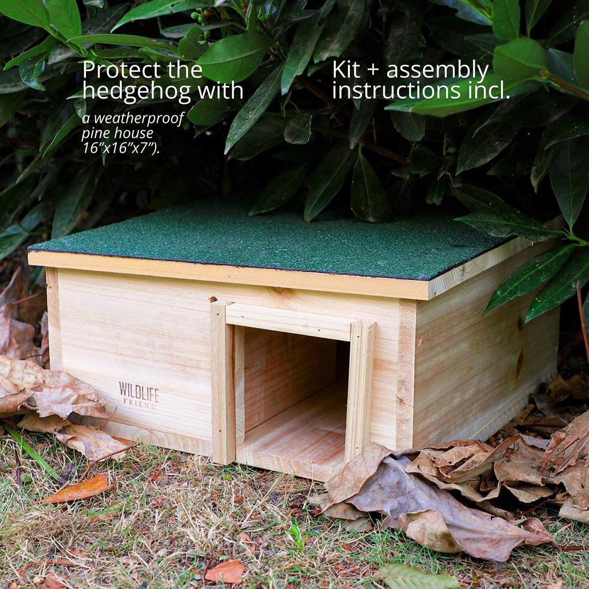Hedgehog house Winter weather-resistant Garden Cat-proof Hibernating place Wooden bottom Hedgehog house