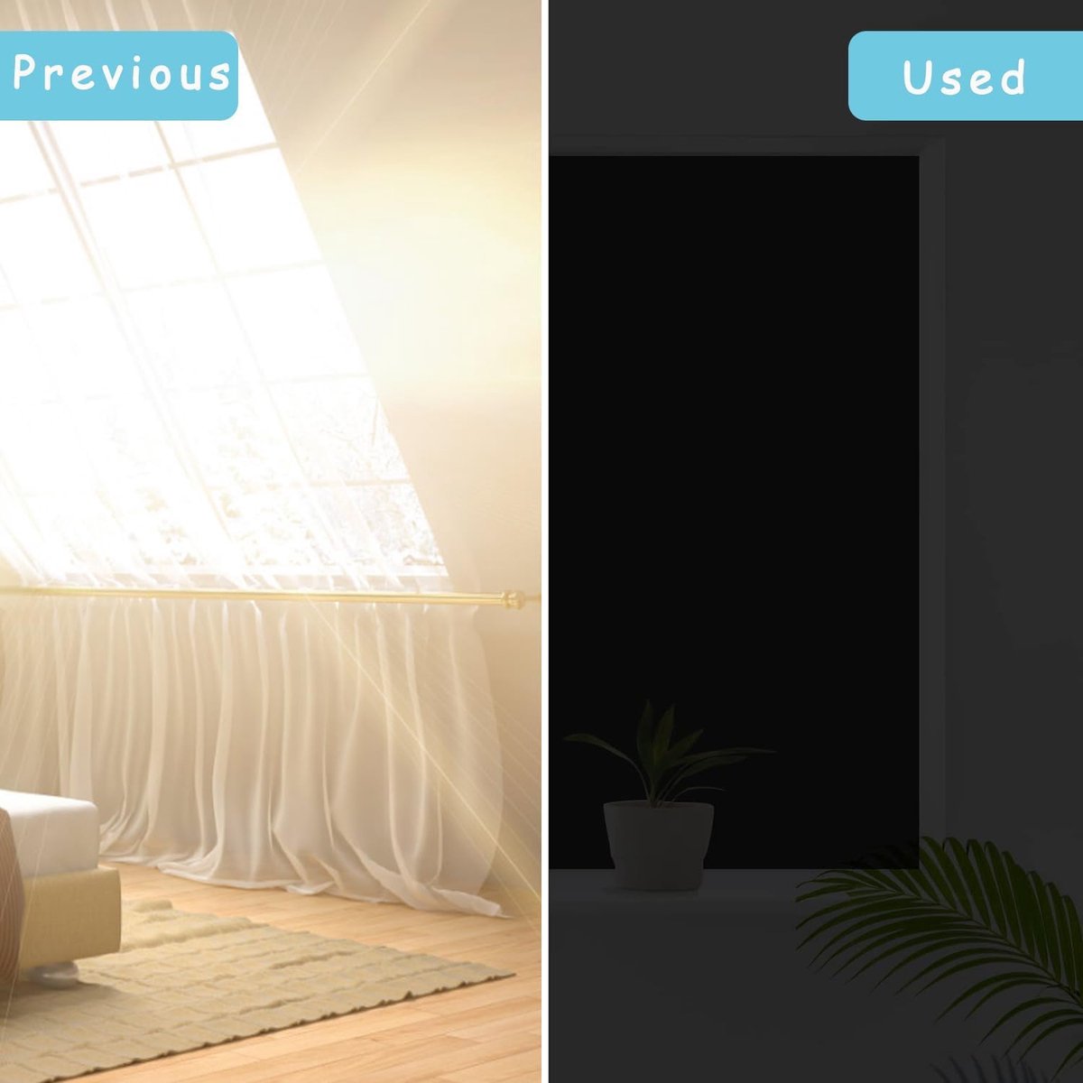 Sunshade - Sunshade Net - Blackout Curtain - Portable Blackout Roller Blind Without Drilling, Temporary Blackout Curtains 145 x 300 cm for Nursery, 100% Blackout Fabric Blackout, Temporary Self-Adhesive, DIY Curtain