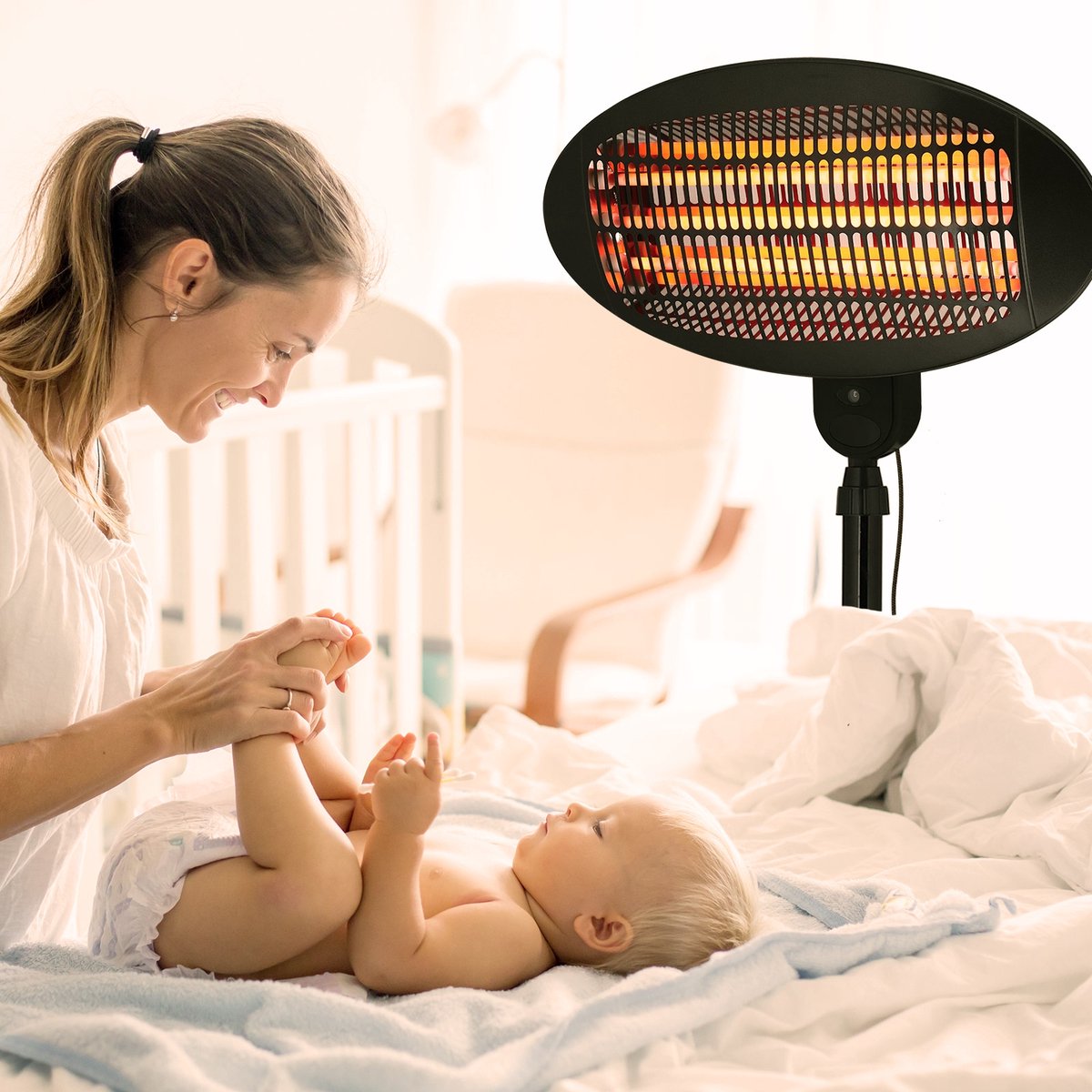 Patio heater, radiant heater, with 3 heat settings